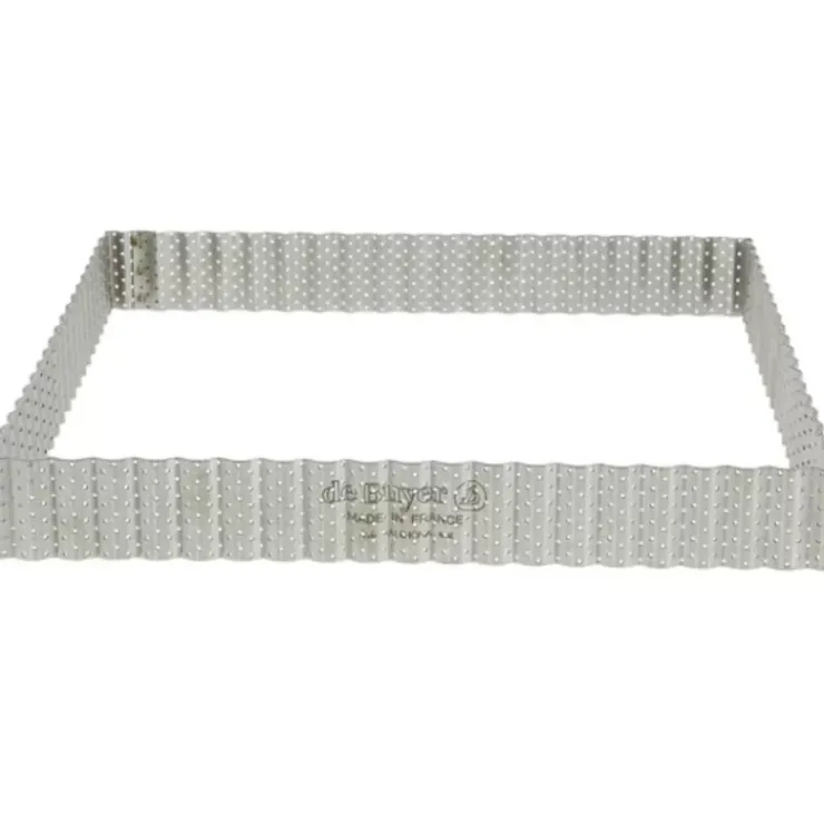 Discount Cerf Dellier Cadre A Tarte Carre Cannele Et Perfore Inox H 3 Cm - 23 X 23 Cm De Buyer
