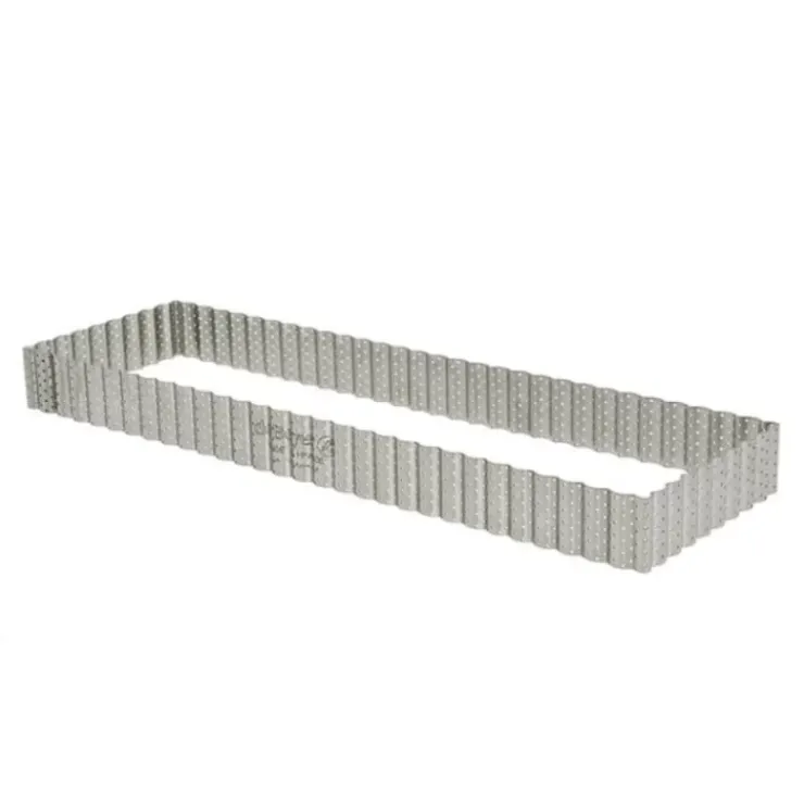 Discount Cerf Dellier Cadre A Tarte Rectangulaire Cannele Et Perfore Inox H 3 Cm - 35 X 10 Cm De Buyer
