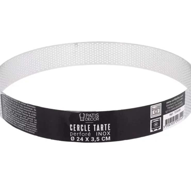 New Cerf Dellier Cercle A Tarte Perfore Inox H 3,5 Cm 24 Cm Patisdecor