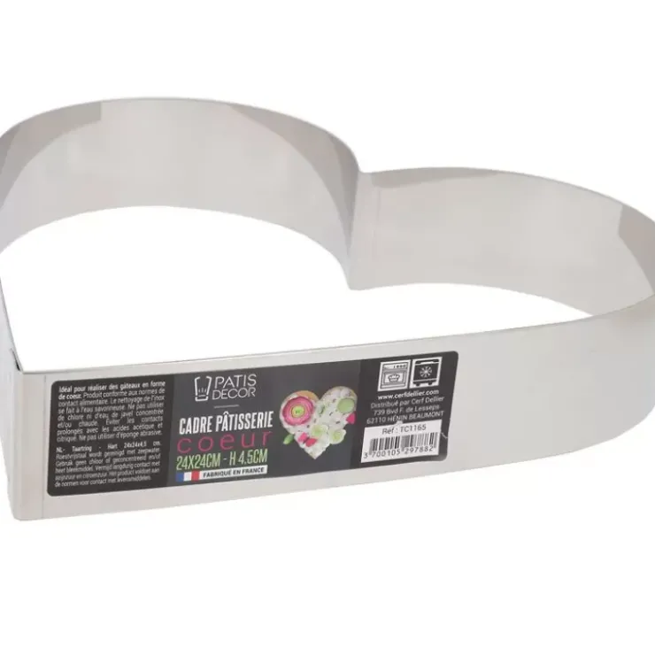 Hot Cerf Dellier Coeur A Mousse Inox H 4,5 Cm L 24 Cm Patisdecor