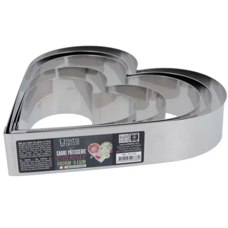 Hot Cerf Dellier Coeur A Mousse Inox H 4,5 Cm L 24 Cm Patisdecor