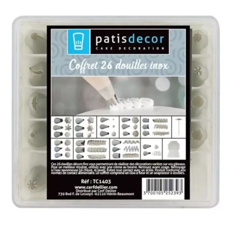New Cerf Dellier Coffret 26 Douilles Décors Inox