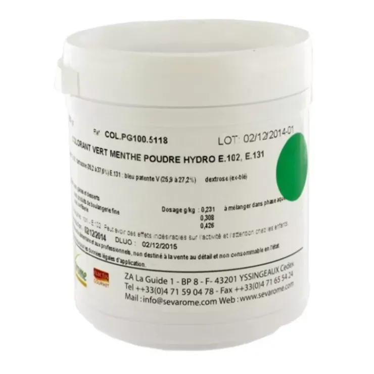 Cerf Dellier Colorant Poudre Alimentaire Vert Menthe 100 G