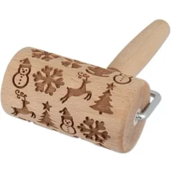 Hot Cerf Dellier Mini Rouleau Empreintes En Bois Theme Noël