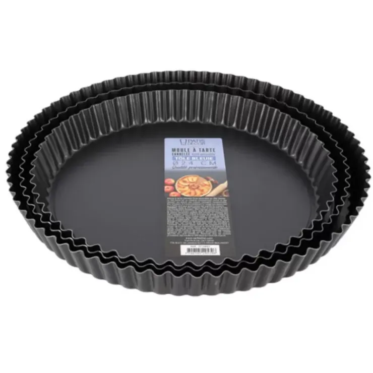 Clearance Cerf Dellier Moule A Tarte Cannelee Tole Bleuie Fond Amovible
