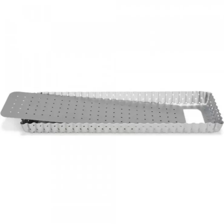 Cerf Dellier Moule A Tarte Rectangulaire Antiadhesif Perfore Avec Fond Amovible