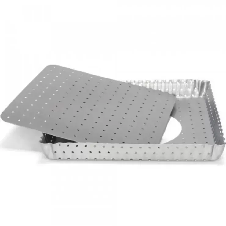 Cerf Dellier Moule A Tarte Rectangulaire Antiadhesif Perfore Avec Fond Amovible