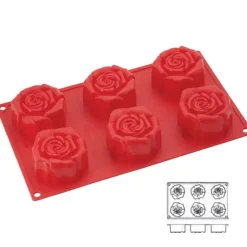 Clearance Cerf Dellier Moule Silicone 6 Roses Fleuries
