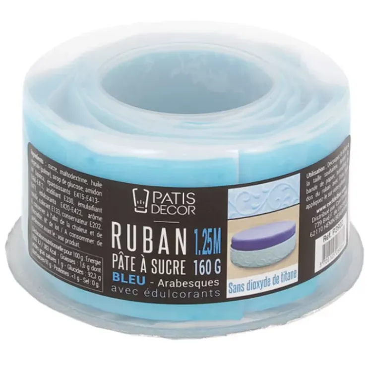 Discount Cerf Dellier Ruban Pâte À Sucre Bleu Arabesques (1,25 M)